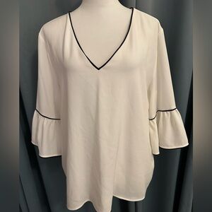 Calvin Klein Blouse Off White with Black trim SZ XL Pre loved great condition